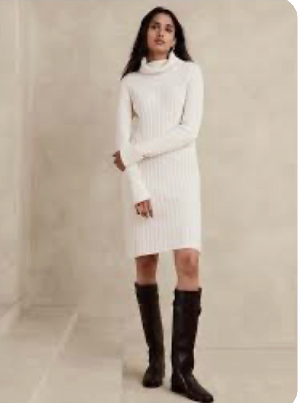 Banana Republic Gray Ribbed Turtleneck Sweater Dress